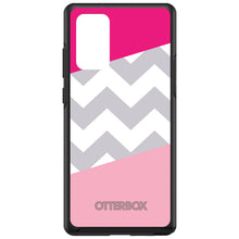 DistinctInk™ OtterBox Symmetry Series Case for Apple iPhone / Samsung Galaxy / Google Pixel - Hot Pink Block Grey Chevron