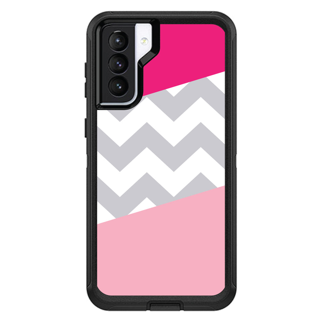Hot Pink Block Grey Chevron OtterBox Defender Case for iPhone & Galaxy, view 5