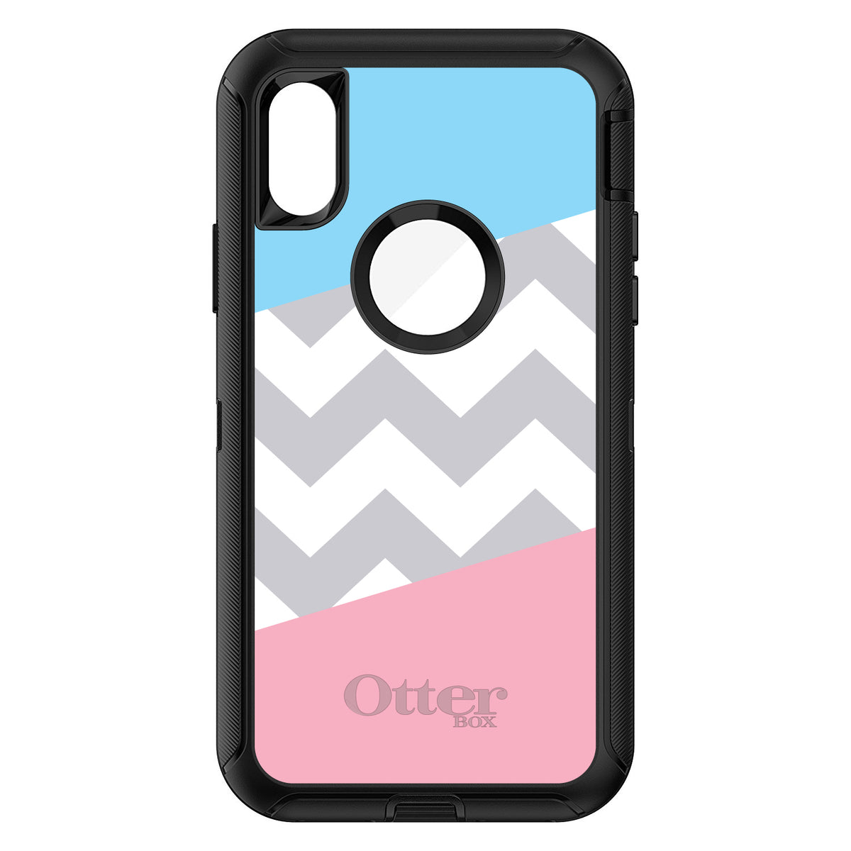 Pink Blue Block Grey Chevron OtterBox Defender Case for iPhone & Galaxy, view 3