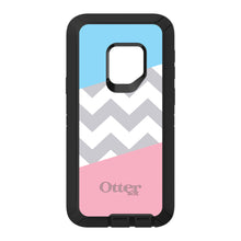 DistinctInk™ OtterBox Defender Series Case for Apple iPhone / Samsung Galaxy / Google Pixel - Pink Blue Block Grey Chevron