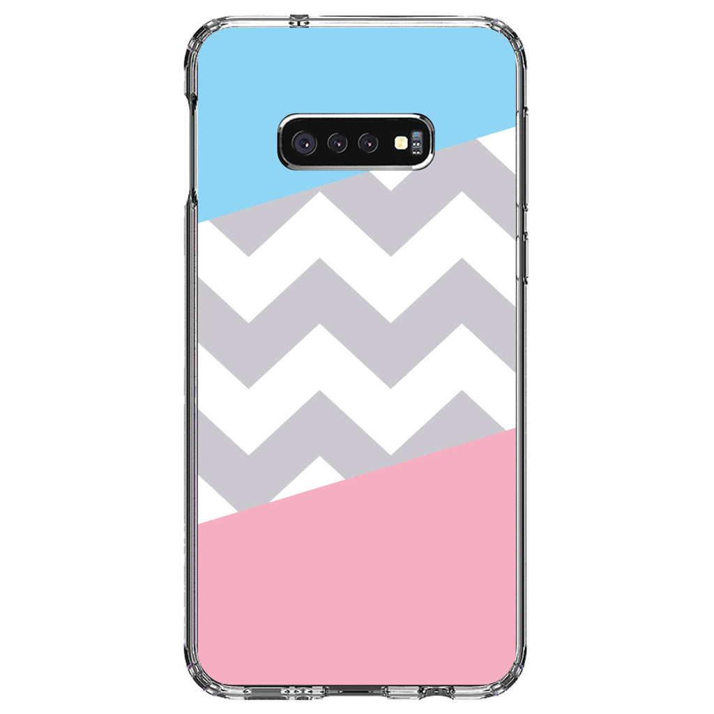 Pink Blue Block Grey Chevron Clear Shockproof iPhone Case, view 18