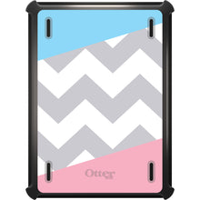 DistinctInk™ OtterBox Defender Series Case for Apple iPad / iPad Pro / iPad Air / iPad Mini - Pink Blue Block Grey Chevron