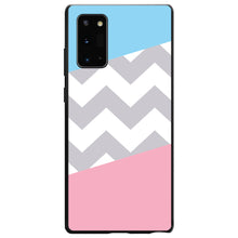 DistinctInk® Hard Plastic Snap-On Case for Apple iPhone or Samsung Galaxy - Pink Blue Block Grey Chevron