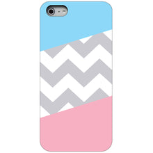 DistinctInk® Hard Plastic Snap-On Case for Apple iPhone or Samsung Galaxy - Pink Blue Block Grey Chevron