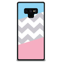 DistinctInk® Hard Plastic Snap-On Case for Apple iPhone or Samsung Galaxy - Pink Blue Block Grey Chevron
