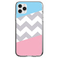 Pink Blue Block Grey Chevron Clear Shockproof iPhone Case