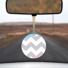 Pink Blue Block Grey Chevron Ceramic Ornament