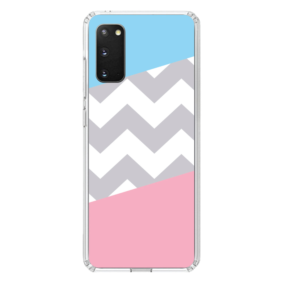 Pink Blue Block Grey Chevron Clear Shockproof iPhone Case, view 14