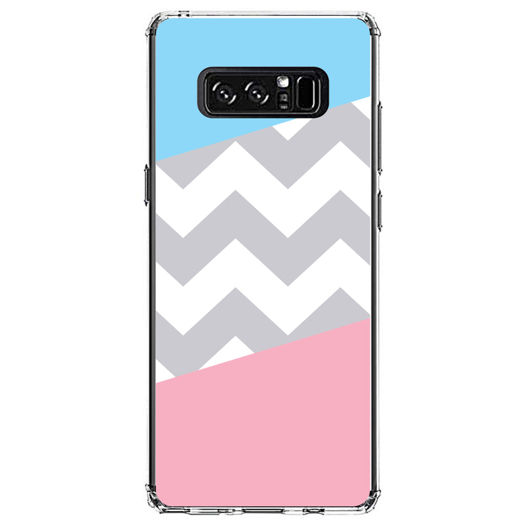 Pink Blue Block Grey Chevron Clear Shockproof iPhone Case, view 12
