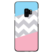DistinctInk® Hard Plastic Snap-On Case for Apple iPhone or Samsung Galaxy - Pink Blue Block Grey Chevron