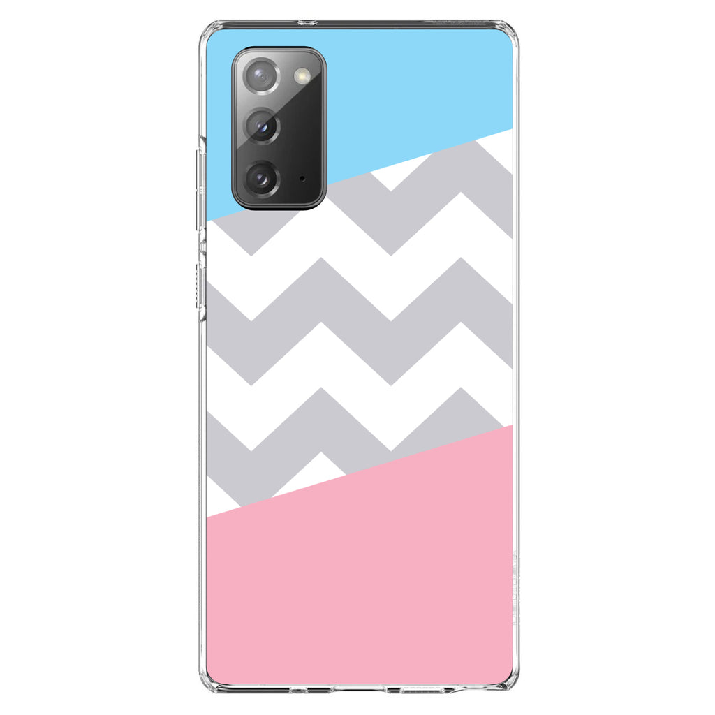 Pink Blue Block Grey Chevron Clear Shockproof iPhone Case, view 7