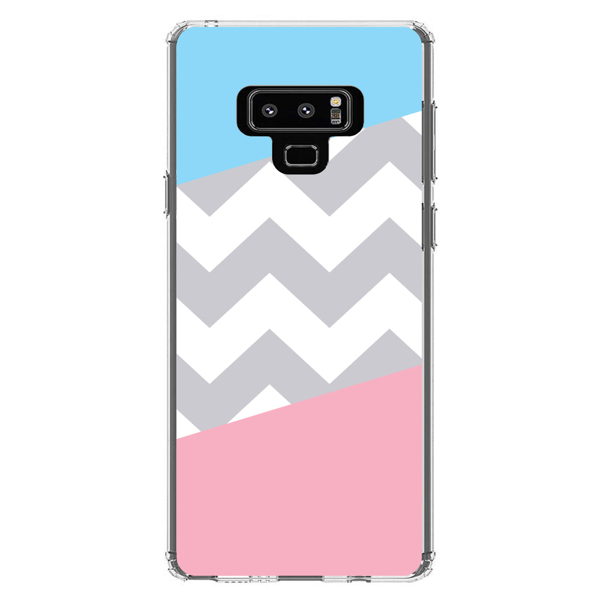 Pink Blue Block Grey Chevron Clear Shockproof iPhone Case, view 11