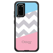 DistinctInk™ OtterBox Defender Series Case for Apple iPhone / Samsung Galaxy / Google Pixel - Pink Blue Block Grey Chevron