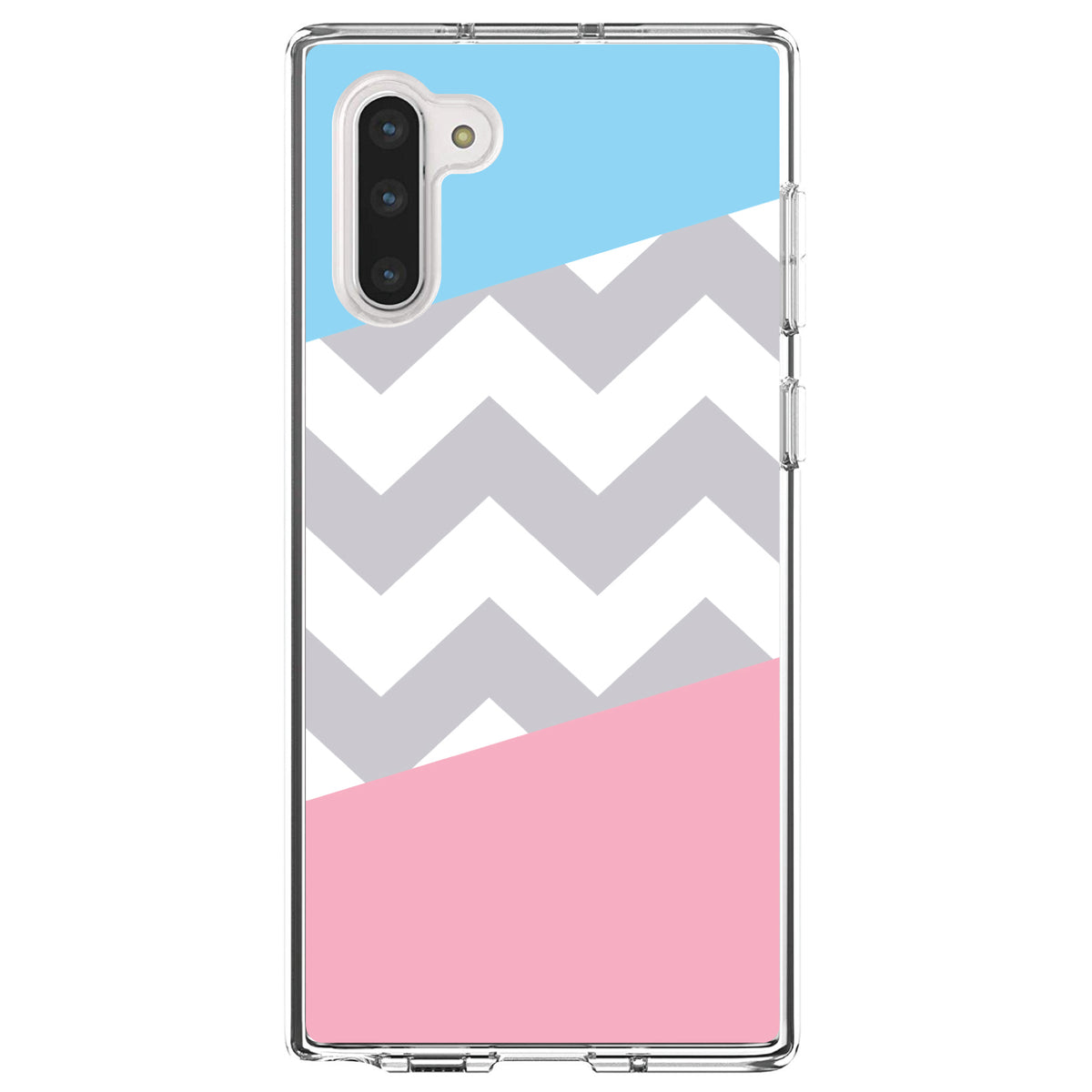 Pink Blue Block Grey Chevron Clear Shockproof iPhone Case, view 9