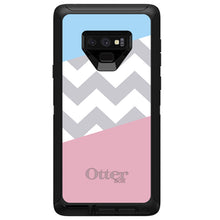DistinctInk™ OtterBox Defender Series Case for Apple iPhone / Samsung Galaxy / Google Pixel - Pink Blue Block Grey Chevron