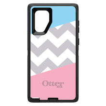 DistinctInk™ OtterBox Defender Series Case for Apple iPhone / Samsung Galaxy / Google Pixel - Pink Blue Block Grey Chevron