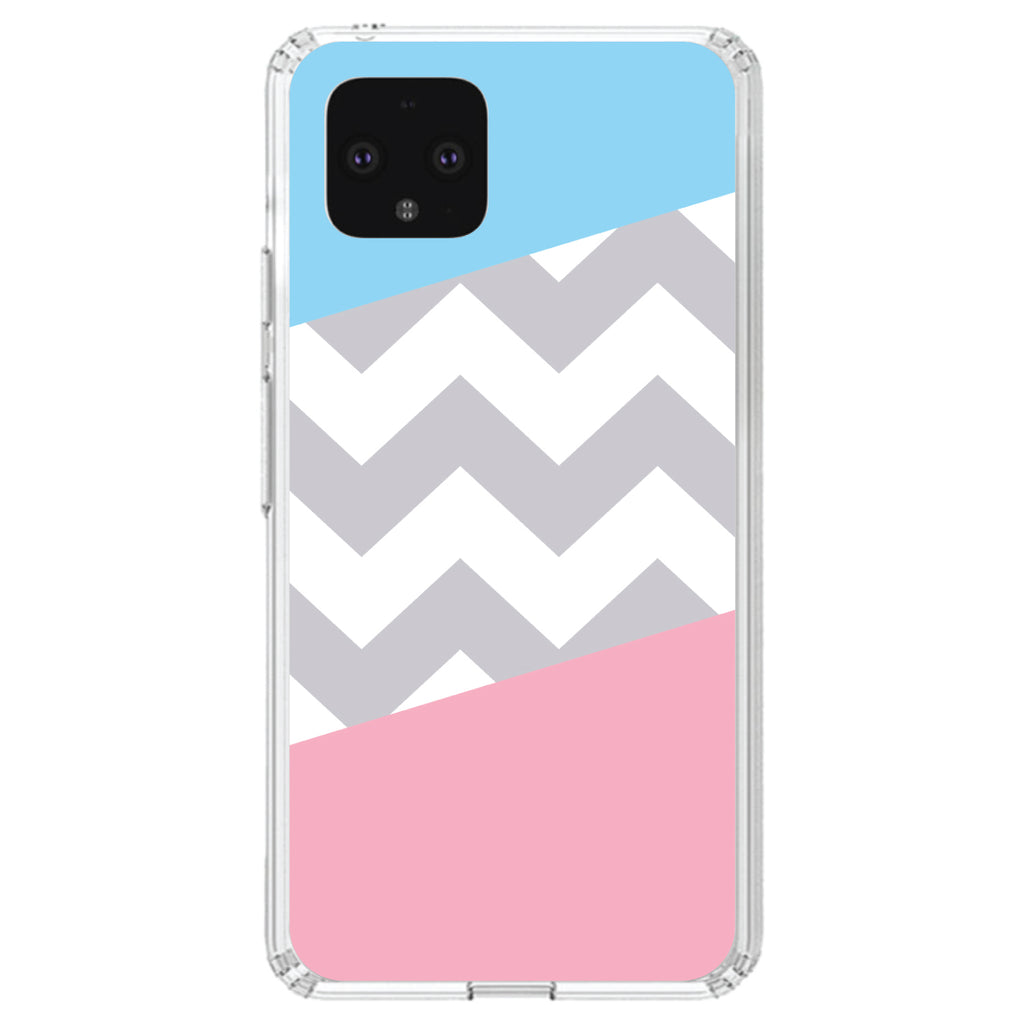 Pink Blue Block Grey Chevron Clear Shockproof iPhone Case, view 23