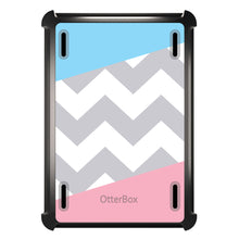 DistinctInk™ OtterBox Defender Series Case for Apple iPad / iPad Pro / iPad Air / iPad Mini - Pink Blue Block Grey Chevron