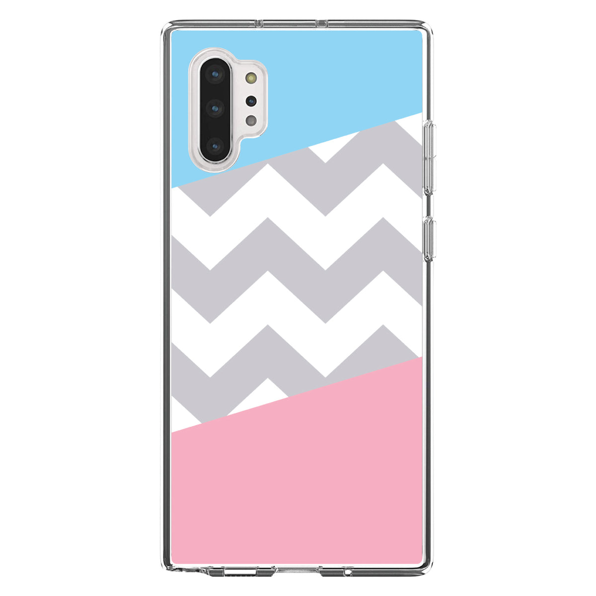 Pink Blue Block Grey Chevron Clear Shockproof iPhone Case, view 10