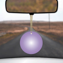 DistinctInk® Hanging Ceramic Christmas Tree Ornament with Gold String - Great Gift / Present - 2 3/4 inch Diameter - Purple White Gradient Burst