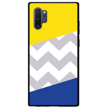 DistinctInk® Hard Plastic Snap-On Case for Apple iPhone or Samsung Galaxy - Blue Yellow Block Grey Chevron