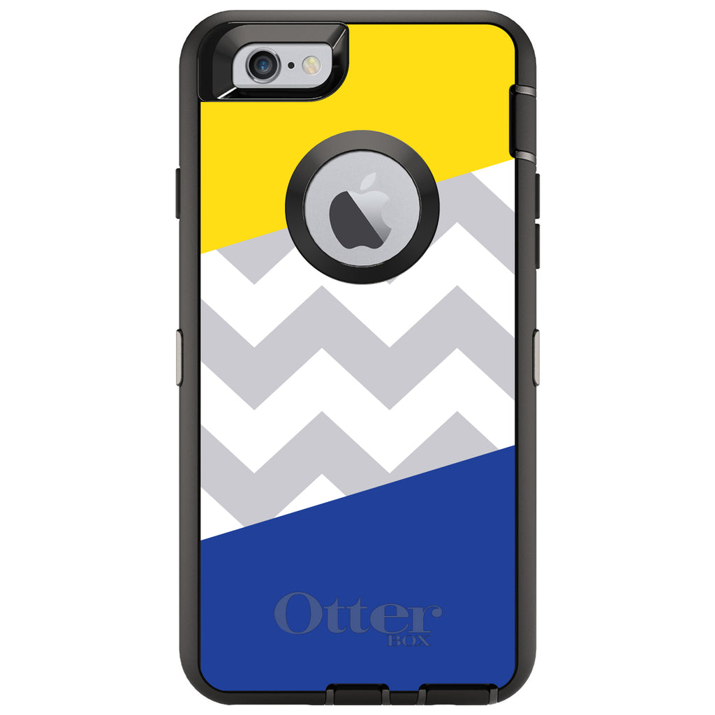 Blue Yellow Block Grey Chevron OtterBox Defender Case for iPhone & Galaxy, view 4