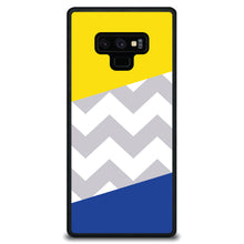 DistinctInk® Hard Plastic Snap-On Case for Apple iPhone or Samsung Galaxy - Blue Yellow Block Grey Chevron