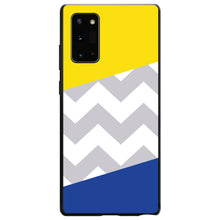 DistinctInk® Hard Plastic Snap-On Case for Apple iPhone or Samsung Galaxy - Blue Yellow Block Grey Chevron