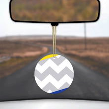 Blue Yellow Block Grey Chevron Ceramic Ornament