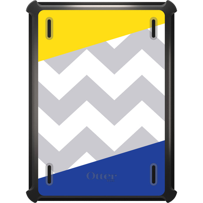 DistinctInk™ OtterBox Defender Series Case for Apple iPad / iPad Pro / iPad Air / iPad Mini - Blue Yellow Block Grey Chevron