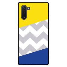 DistinctInk® Hard Plastic Snap-On Case for Apple iPhone or Samsung Galaxy - Blue Yellow Block Grey Chevron