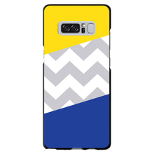 DistinctInk® Hard Plastic Snap-On Case for Apple iPhone or Samsung Galaxy - Blue Yellow Block Grey Chevron