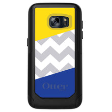 DistinctInk™ OtterBox Commuter Series Case for Apple iPhone or Samsung Galaxy - Blue Yellow Block Grey Chevron