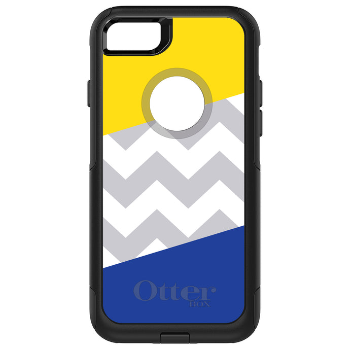 DistinctInk OtterBox Commuter Series Case for Apple iPhone or Samsung Galaxy - Blue Yellow Block Grey Chevron