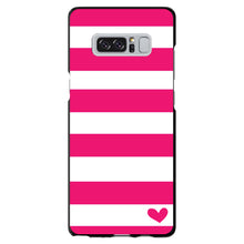 DistinctInk® Hard Plastic Snap-On Case for Apple iPhone or Samsung Galaxy - Hot Pink White Stripes Heart