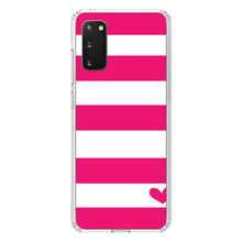 DistinctInk® Clear Shockproof Hybrid Case for Apple iPhone / Samsung Galaxy / Google Pixel - Hot Pink White Stripes Heart