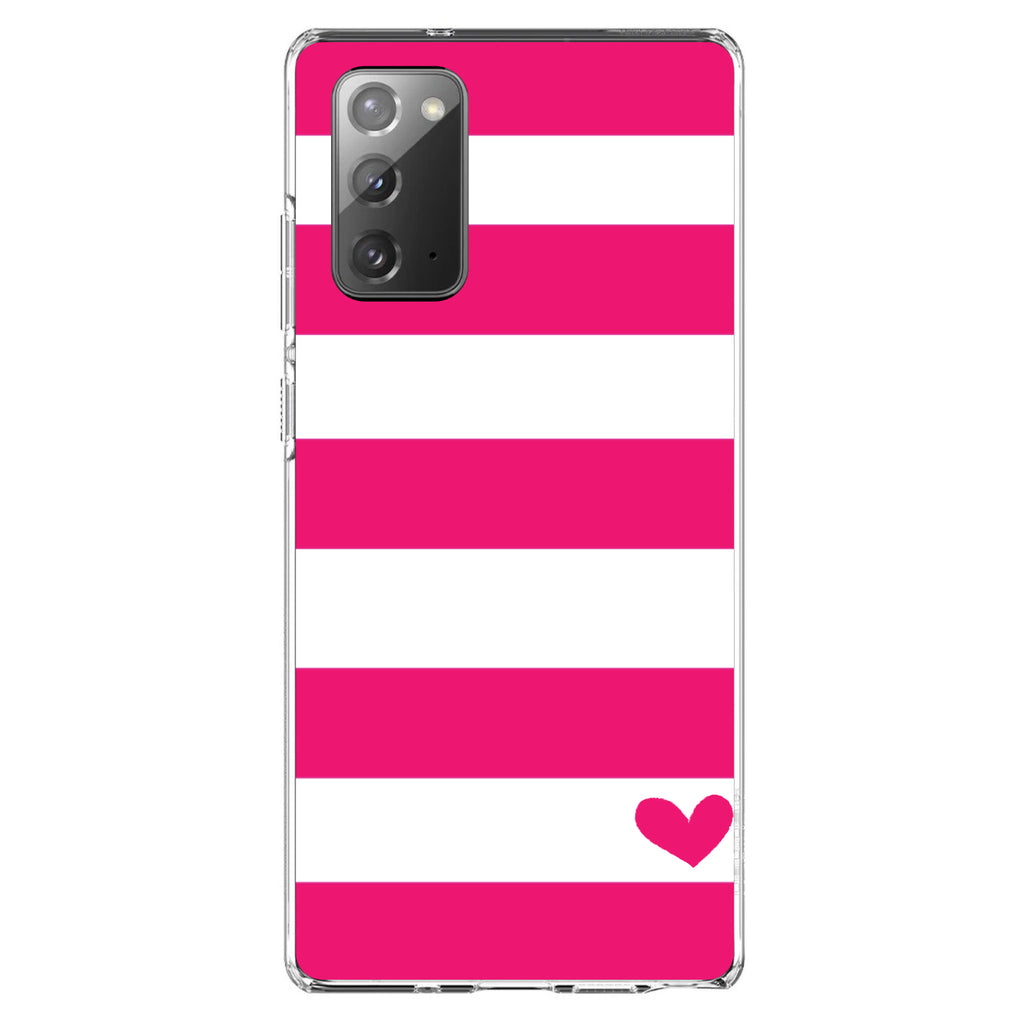 Hot Pink White Stripes Heart Clear Shockproof iPhone Case, view 8