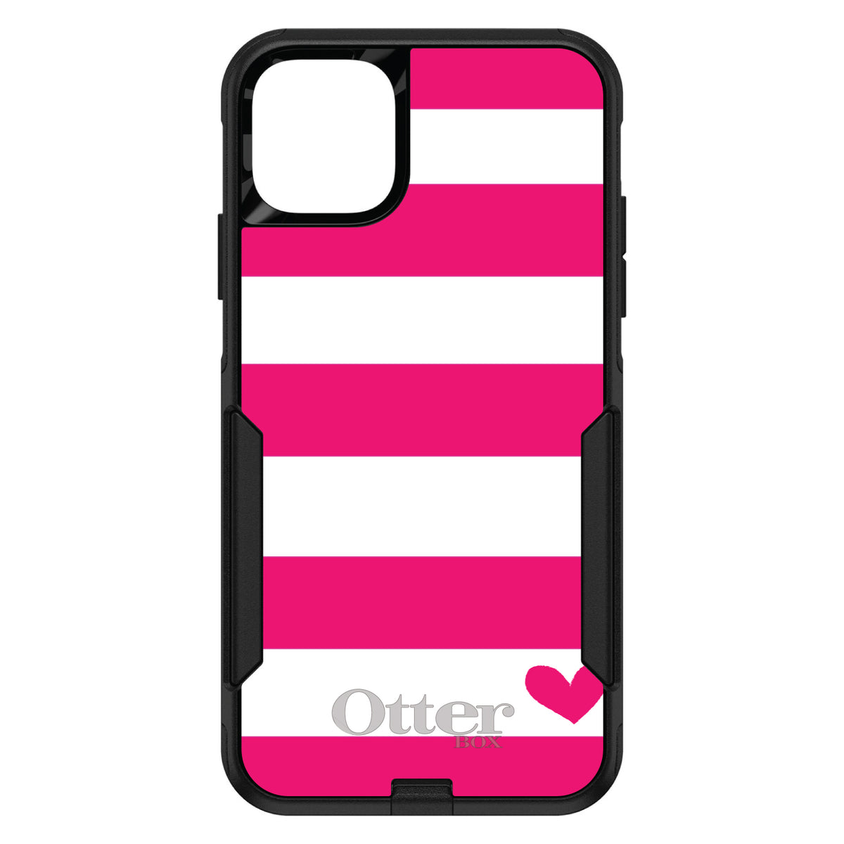 Hot Pink White Stripes Heart OtterBox Commuter Case for iPhone & Galaxy, view 2