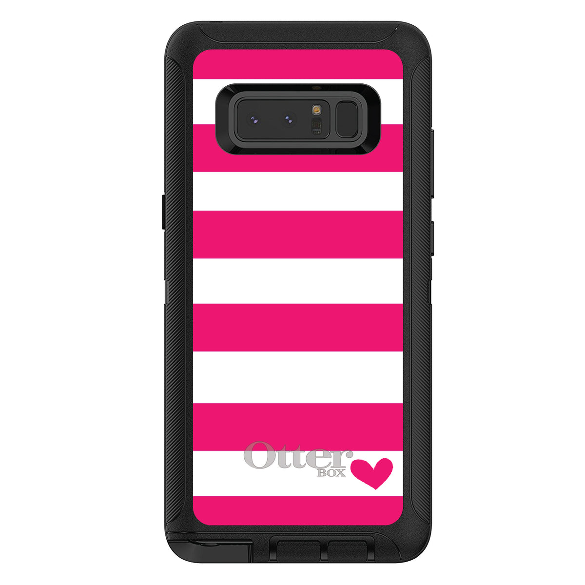 Hot Pink White Stripes Heart OtterBox Defender Case for iPhone & Galaxy, view 17