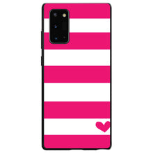 DistinctInk® Hard Plastic Snap-On Case for Apple iPhone or Samsung Galaxy - Hot Pink White Stripes Heart