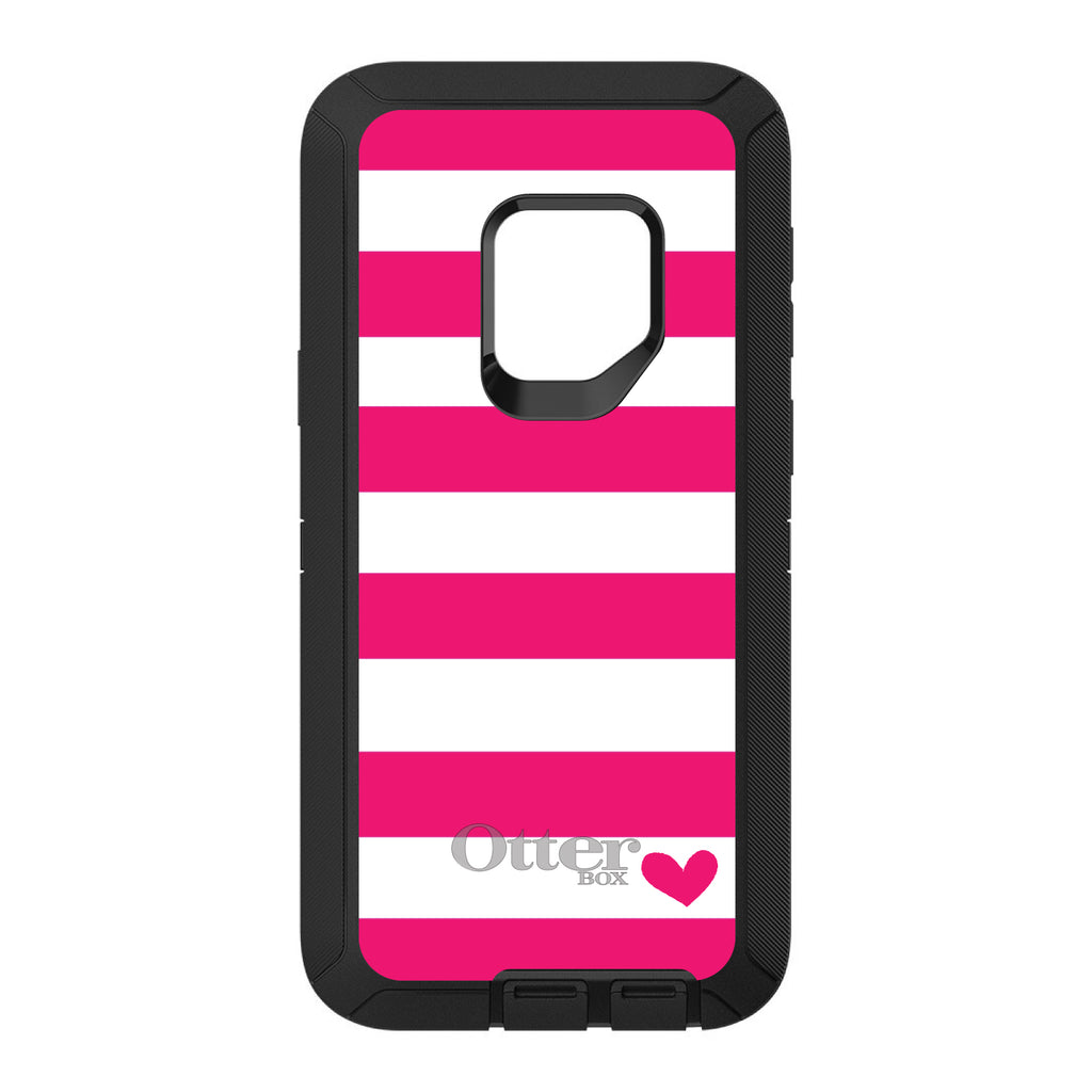 Hot Pink White Stripes Heart OtterBox Defender Case for iPhone & Galaxy, view 11