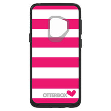 DistinctInk™ OtterBox Symmetry Series Case for Apple iPhone / Samsung Galaxy / Google Pixel - Hot Pink White Stripes Heart