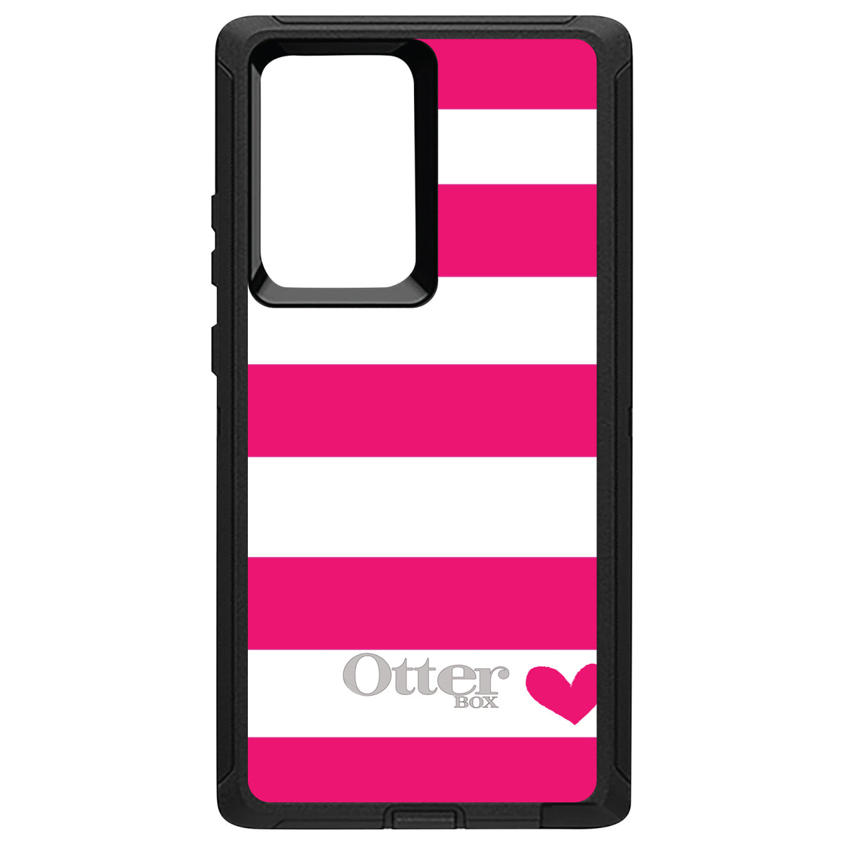 Hot Pink White Stripes Heart OtterBox Defender Case for iPhone & Galaxy, view 13