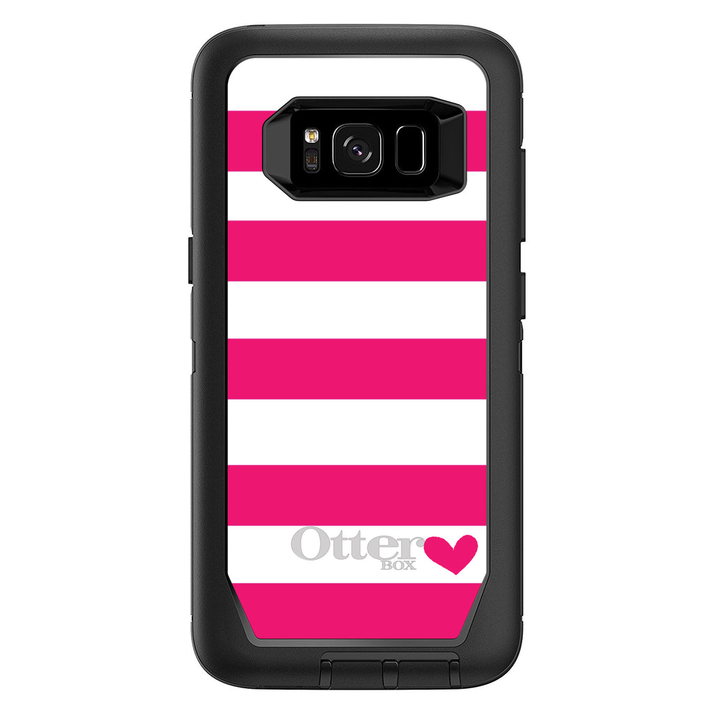 Hot Pink White Stripes Heart OtterBox Defender Case for iPhone & Galaxy, view 12