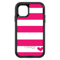 Hot Pink White Stripes Heart OtterBox Defender Case for iPhone & Galaxy, view 2