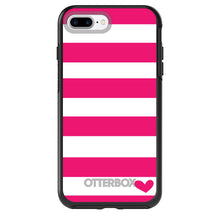 DistinctInk™ OtterBox Symmetry Series Case for Apple iPhone / Samsung Galaxy / Google Pixel - Hot Pink White Stripes Heart