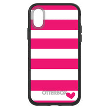 DistinctInk™ OtterBox Symmetry Series Case for Apple iPhone / Samsung Galaxy / Google Pixel - Hot Pink White Stripes Heart
