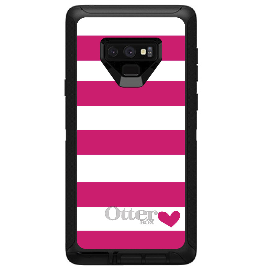 Hot Pink White Stripes Heart OtterBox Defender Case for iPhone & Galaxy, view 16