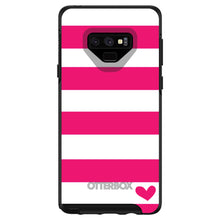 DistinctInk™ OtterBox Symmetry Series Case for Apple iPhone / Samsung Galaxy / Google Pixel - Hot Pink White Stripes Heart