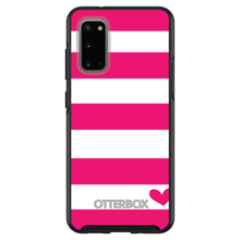 DistinctInk™ OtterBox Symmetry Series Case for Apple iPhone / Samsung Galaxy / Google Pixel - Hot Pink White Stripes Heart